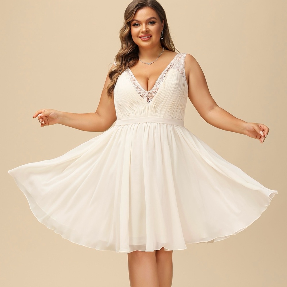 JJs House Cream Midi Dress for wedding homecoming prom bridal shower